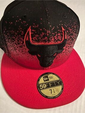 NWT New Era Chicago Bulls NBA Black Red Fitted Hat 7 5/8 Jordan Logo 59Fifty